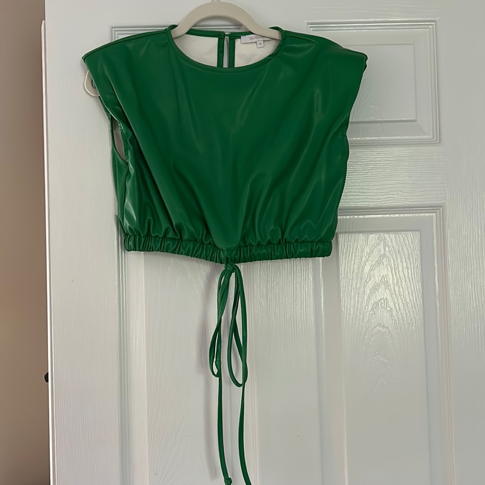 Green olivaceous faux leather crop top size M